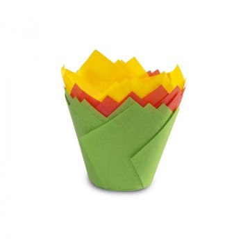 Guardini papierové formičky na muffiny v tvare tulipánu 12 ks farebné Easy Bake Ø 7,5 x 8 cm