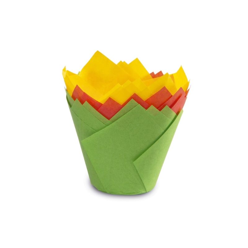 Guardini papierové formičky na muffiny v tvare tulipánu 12 ks farebné Easy Bake Ø 7,5 x 8 cm