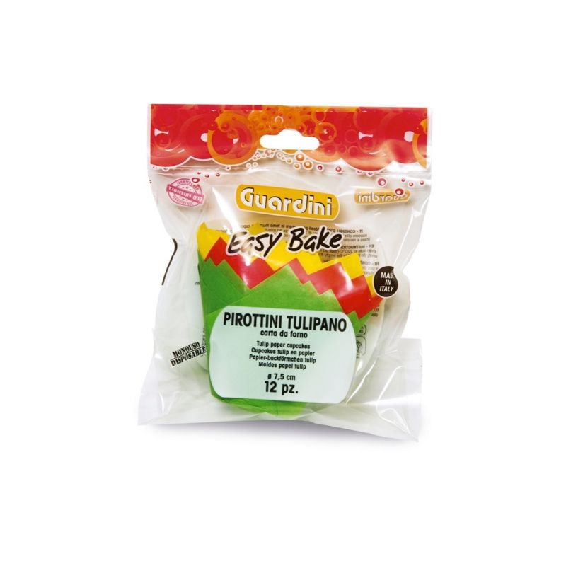 Guardini papierové formičky na muffiny v tvare tulipánu 12 ks farebné Easy Bake Ø 7,5 x 8 cm