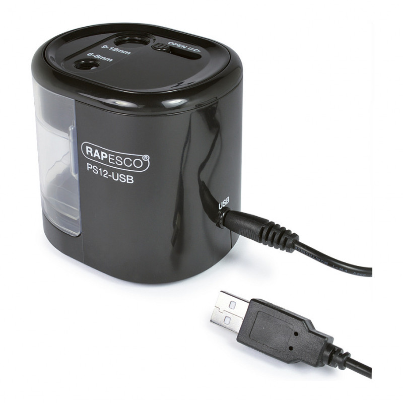 RAPESCO® elektrické strúhadlo na ceruzky čierne/priehľadné
