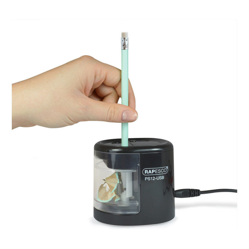 RAPESCO® elektrické strúhadlo na ceruzky čierne/priehľadné