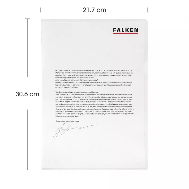 Falken zakladače DIN A4, zrnený povrch, 0,09 mm, priehľadné