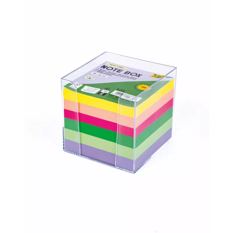 Folia box na poznámky HAPPY VIBES priehľadný vrátane 700 lístočkov