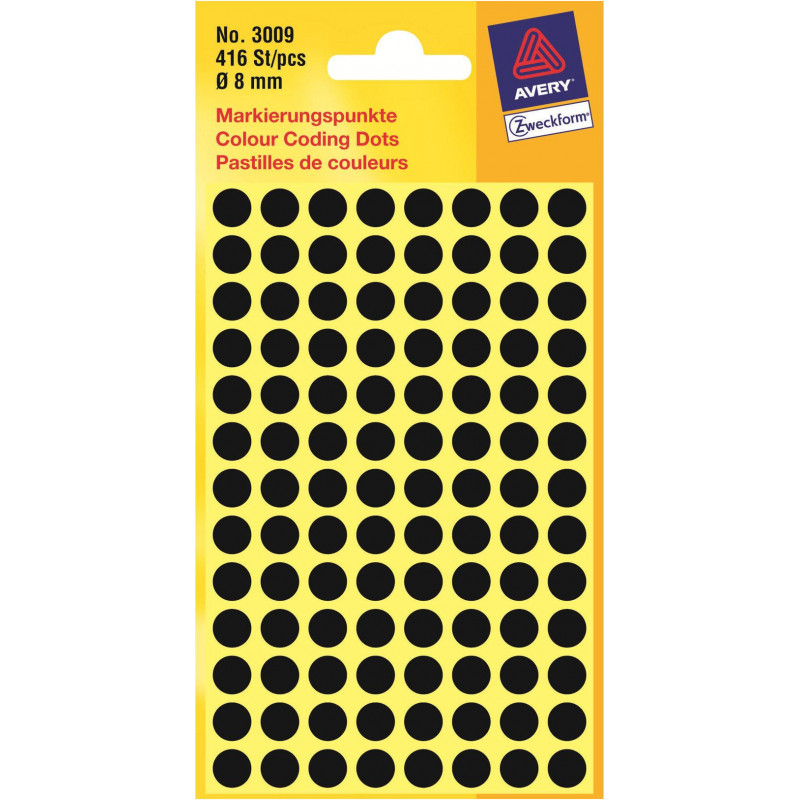 Avery Zweckform značkovacie bodky 3009, čierne, Ø 8 mm, 416 ks