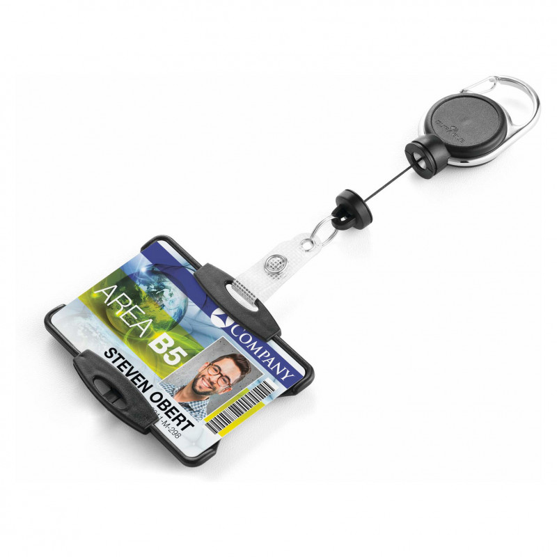 DURABLE držiak na preukaz s jojo EXTRA SILNÝ pre 1 kartu, čierny (868901)