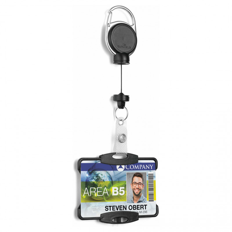 DURABLE držiak na preukaz s jojo EXTRA SILNÝ pre 1 kartu, čierny (868901)