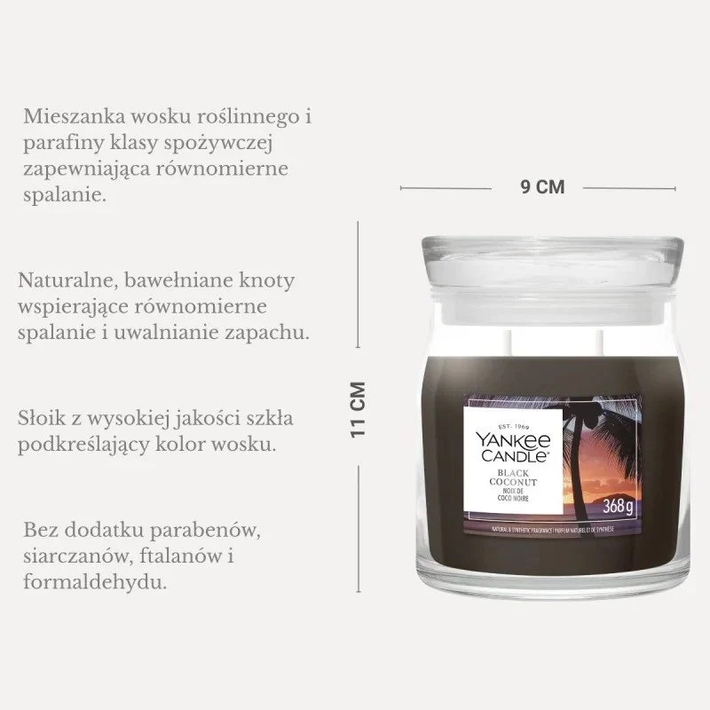 Yankee Candle Black Coconut sviečka, stredná