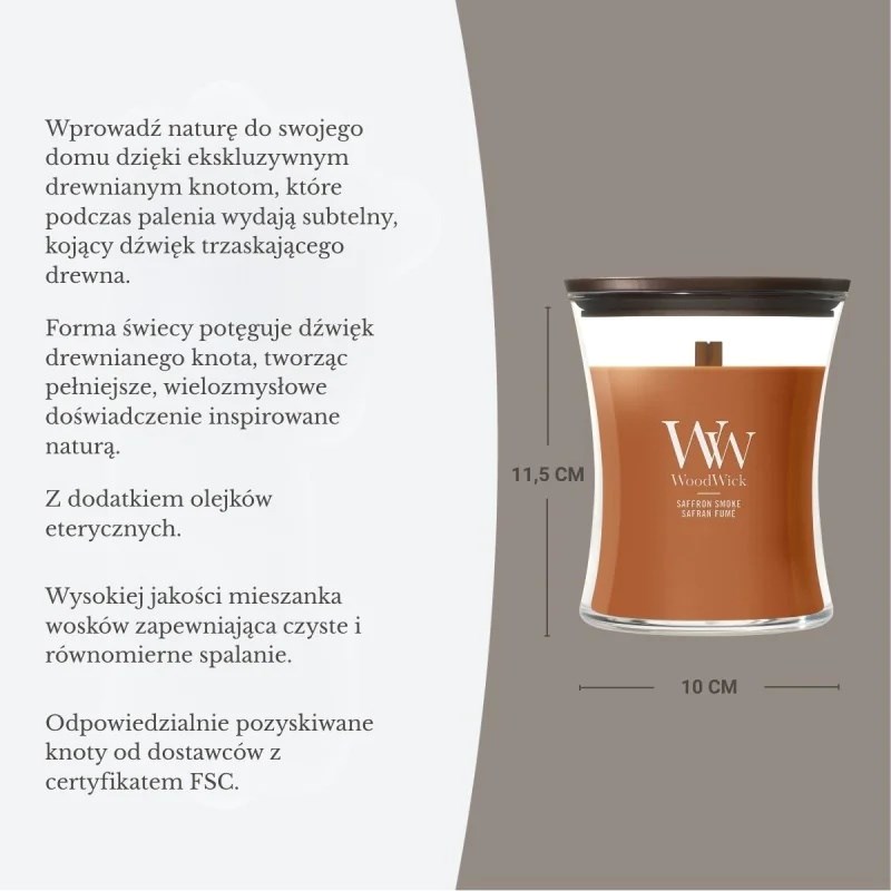 WoodWick Saffron Smoke sviečka, stredná