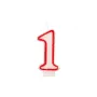Papstar číselná sviečka „1“, 7,3 cm, biela/červená