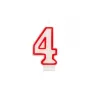 Papstar číselná sviečka „4“, 7,3 cm, biela/červená