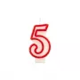 Papstar číselná sviečka „5“, 7,3 cm, biela/červená