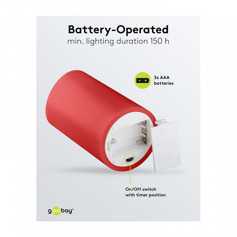 Goobay LED voskové sviečky, 10 cm, červená