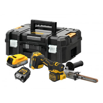 DeWALT DCM200E2T 18V akumulátorová pásová brúska, 2x 1,7Ah Powerstack batérie, TSTAK