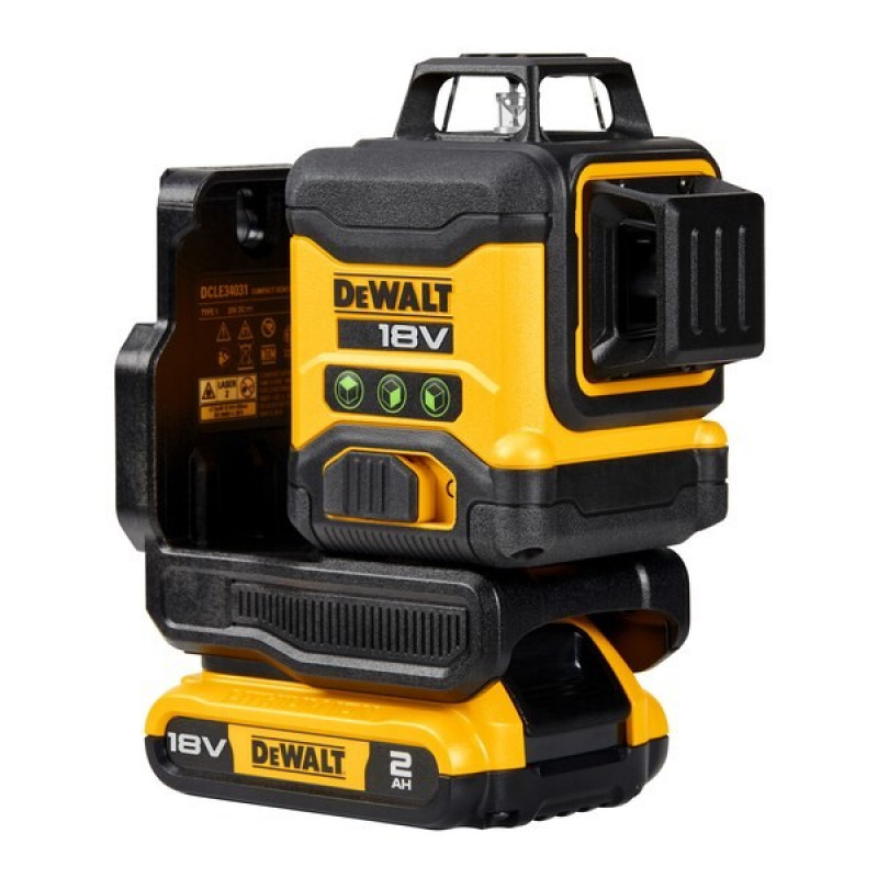 DeWalt DCLE34031D1-QW 3x360° krížový líniový laser, zelený, 40 m, 18 V, 2 Ah akumulátor, kufrík TSTAK