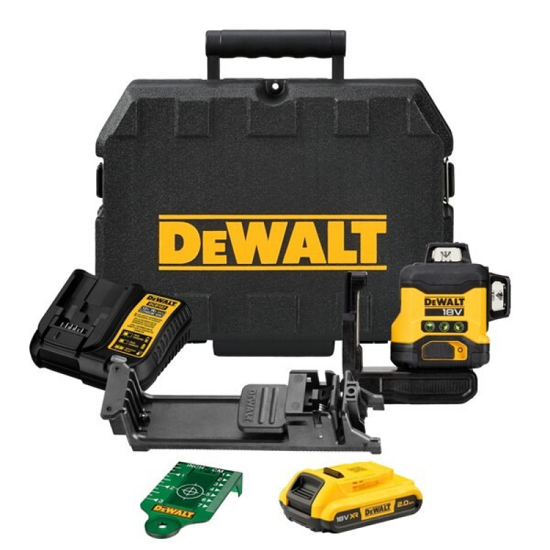 DeWalt DCLE34031D1-QW 3x360° krížový líniový laser, zelený, 40 m, 18 V, 2 Ah akumulátor, kufrík TSTAK