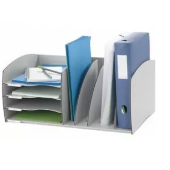Paperflow zakladač S, 4 priehradky, sivý, polystyrén, 2 nastaviteľné oddeľovače
