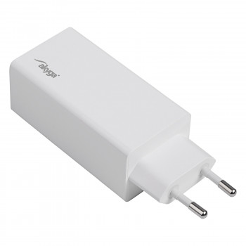 Nástenná nabíjačka Akyga AK-CH-20 100W USB-C USB-A PD GaN 5-20V / 1.5-5A biela