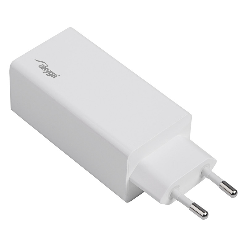 Nástenná nabíjačka Akyga AK-CH-20 100W USB-C USB-A PD GaN 5-20V / 1.5-5A biela