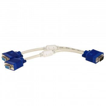 Akyga AK-AD-20 VGA (M) na 2x VGA (F) rozbočovací kábel, 15 cm, biela