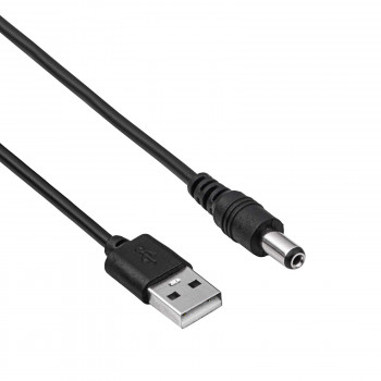 Akyga AK-DC-01 napájací kábel USB-A konektor samec na DC 5,5 x 2,1 mm konektor samec, 0,8 m, čierny