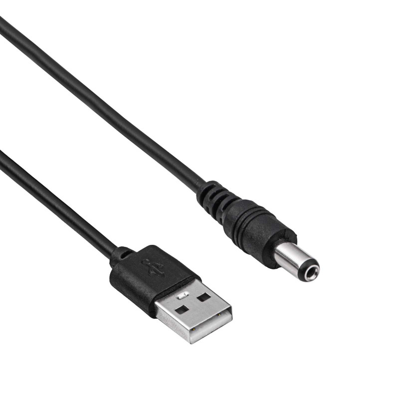 Akyga AK-DC-01 napájací kábel USB-A konektor samec na DC 5,5 x 2,1 mm konektor samec, 0,8 m, čierny