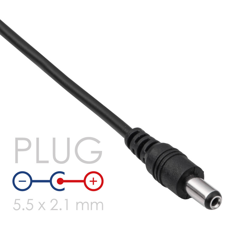 Akyga AK-DC-01 napájací kábel USB-A konektor samec na DC 5,5 x 2,1 mm konektor samec, 0,8 m, čierny