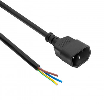 Akyga AK-OT-08C IEC C14 napájací kábel s otvoreným koncom, 3x 1 mm² meď, 1 m, čierny
