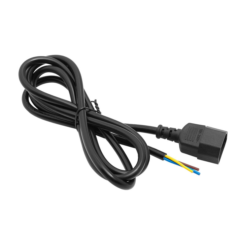 Akyga AK-OT-08C IEC C14 napájací kábel s otvoreným koncom, 3x 1 mm² meď, 1 m, čierny
