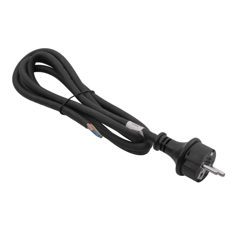 Akyga AK-OT-02S CEE 7/7 gumený napájací kábel s otvoreným koncom, H05RR-F 3x 1,5 mm², 1,8 m, čierna