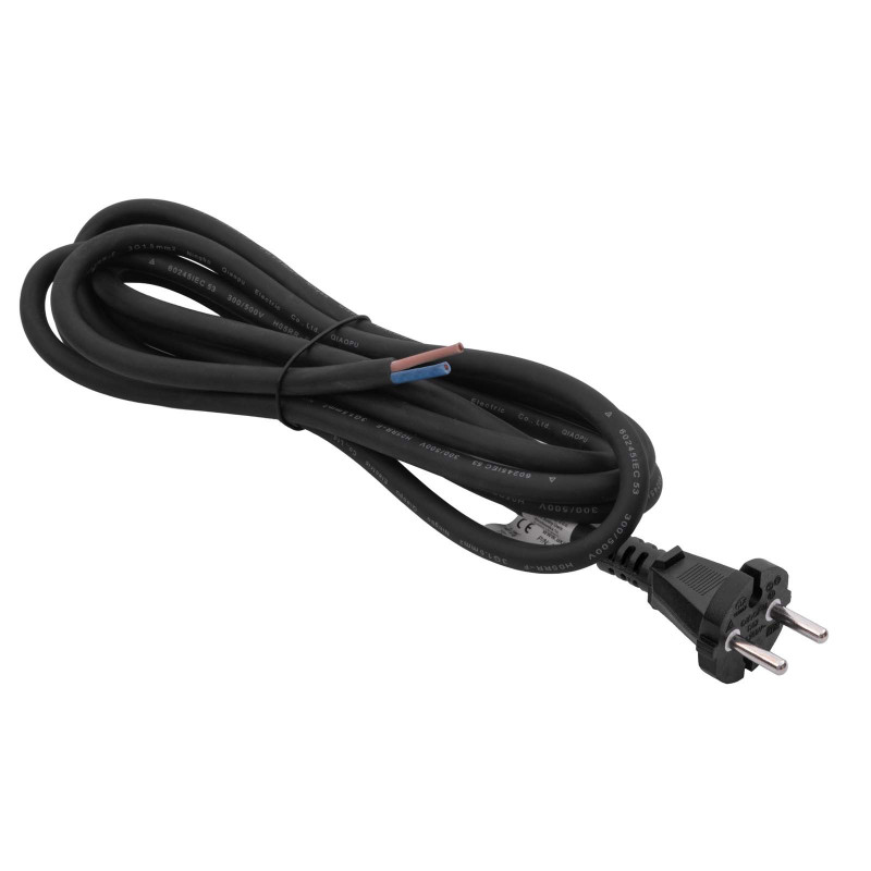 Akyga AK-OT-05S CEE 7/17 gumený napájací kábel s otvoreným koncom, H05RR-F 2x 1,5 mm², 3 m, čierna