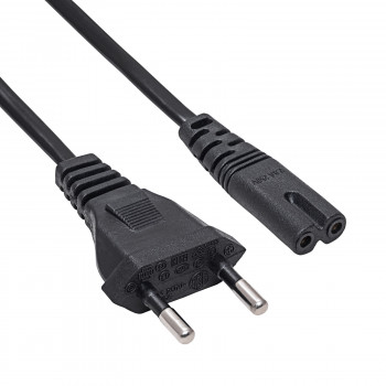 Akyga AK-RD-04A napájací kábel CEE 7/16 (euro konektor) na IEC C7 (osmička), CCA 2 x 0,5 mm², 0,5 m, čierny