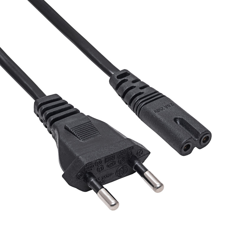Akyga AK-RD-04A napájací kábel CEE 7/16 (euro konektor) na IEC C7 (osmička), CCA 2 x 0,5 mm², 0,5 m, čierna