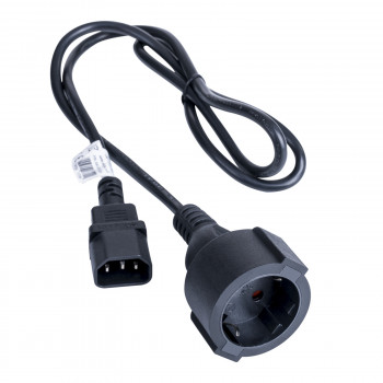 Akyga AK-PC-13A napájací adaptérový kábel IEC C14 na CEE 7/3 (Schuko) konektor samica, meď 3 x 0,75 mm², 1 m, čierny