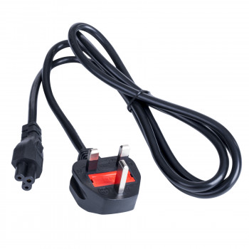 Akyga AK-AG-02A napájací kábel UK BS 1363 (typ G) na IEC C5 (trojlístok), CCA 3 x 0,5 mm², 1,5 m, čierny