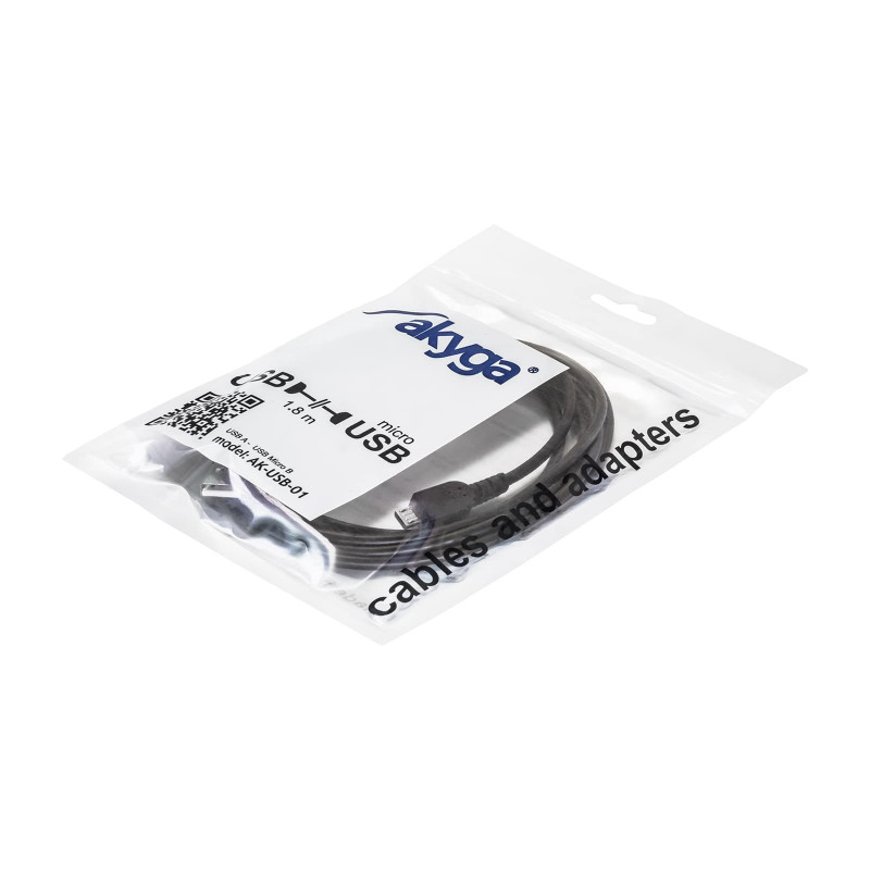 Akyga AK-USB-01 USB 2.0 kábel USB-A (M) na Micro USB-B (M), 1,8 m, čierny