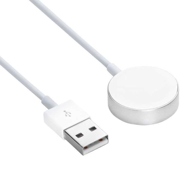 Akyga AK-SW-44 nabíjací kábel pre Apple Watch Ultra 2 / Series 9/8/7/6/5/4/3/2/1, hliníková zliatina, USB, 1 m, biely