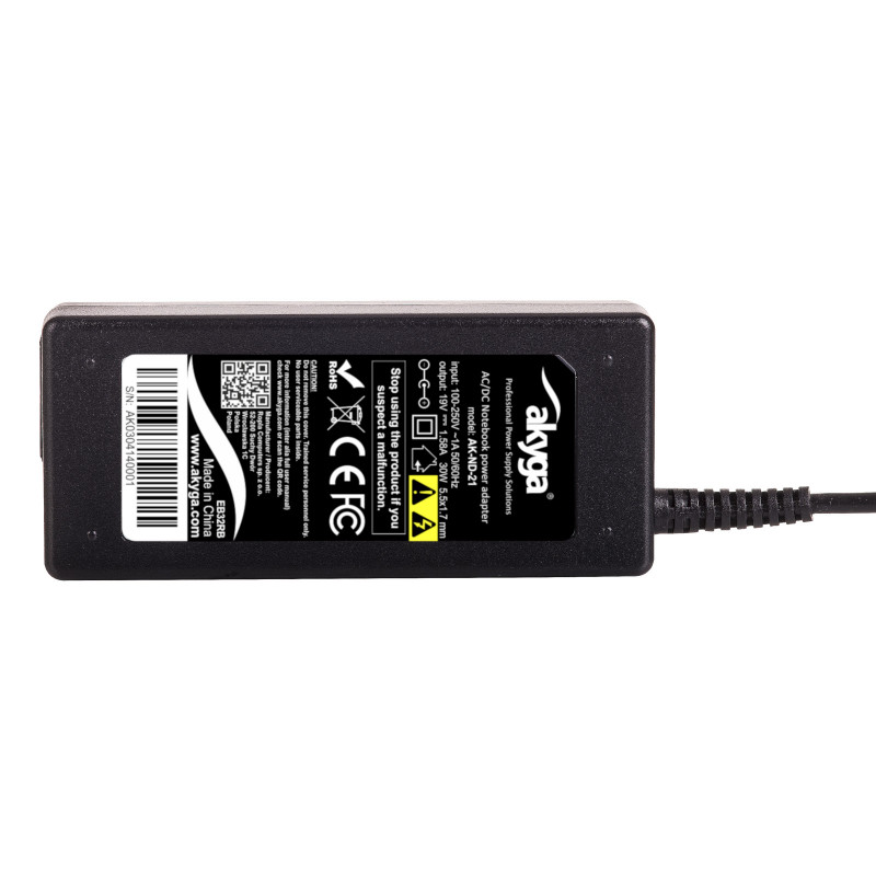 Akyga AK-ND-21 napájací zdroj pre notebook 19 V / 1,58 A, 30 W, 5,5 x 1,7 mm, 1,2 m, pre Acer