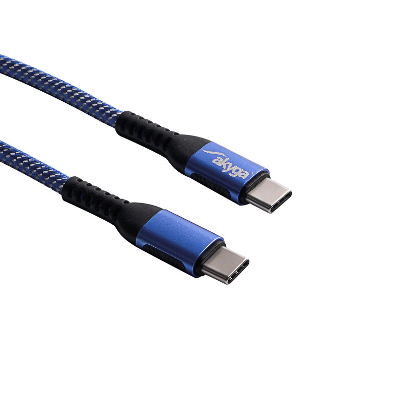 Akyga AK-USB-36 pletený kábel USB-C na USB-C, USB 2.0, 100 W, 0,5 m, modrý