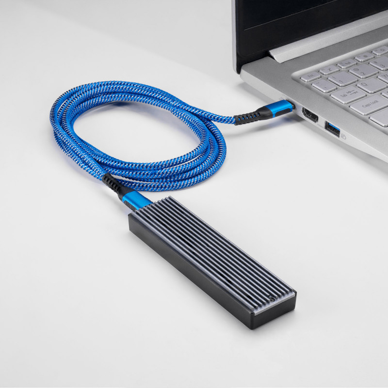 Akyga AK-USB-36 pletený kábel USB-C na USB-C, USB 2.0, 100 W, 0,5 m, modrý
