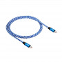 Akyga AK-USB-37 pletený kábel USB-C na USB-C, USB 2.0, 100 W, 1 m, modrý