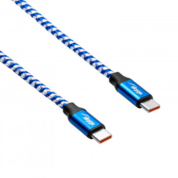 Akyga AK-USB-37 pletený kábel USB-C na USB-C, USB 2.0, 100 W, 1 m, modrý