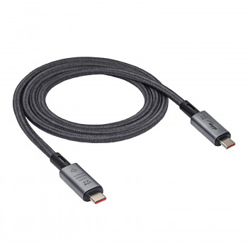 Akyga AK-USB-45 pletený kábel USB-C na USB-C, USB4, 40 Gbit/s, 240 W, 1 m, sivý