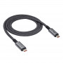Akyga AK-USB-45 pletený kábel USB-C na USB-C, USB4, 40 Gbit/s, 240 W, 1 m, sivý