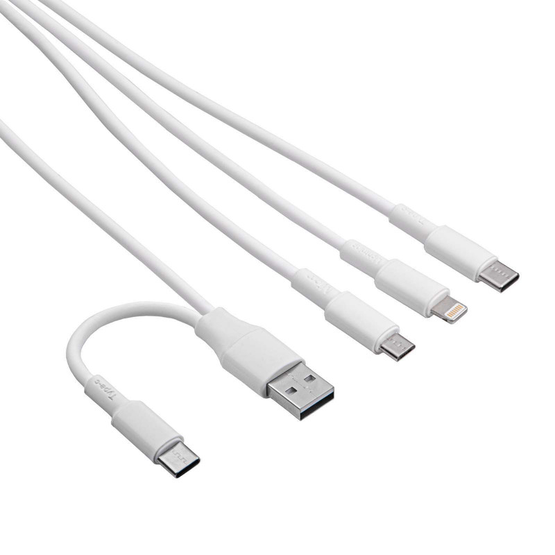 Akyga AK-USB-52 USB kábel USB-A + USB-C na Micro-USB + USB-C + Lightning, 1,2 m