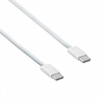 Akyga AK-USB-51 pletený kábel USB-C na USB-C pre iPhone 15, USB 2.0, 60 W, 1 m, biely