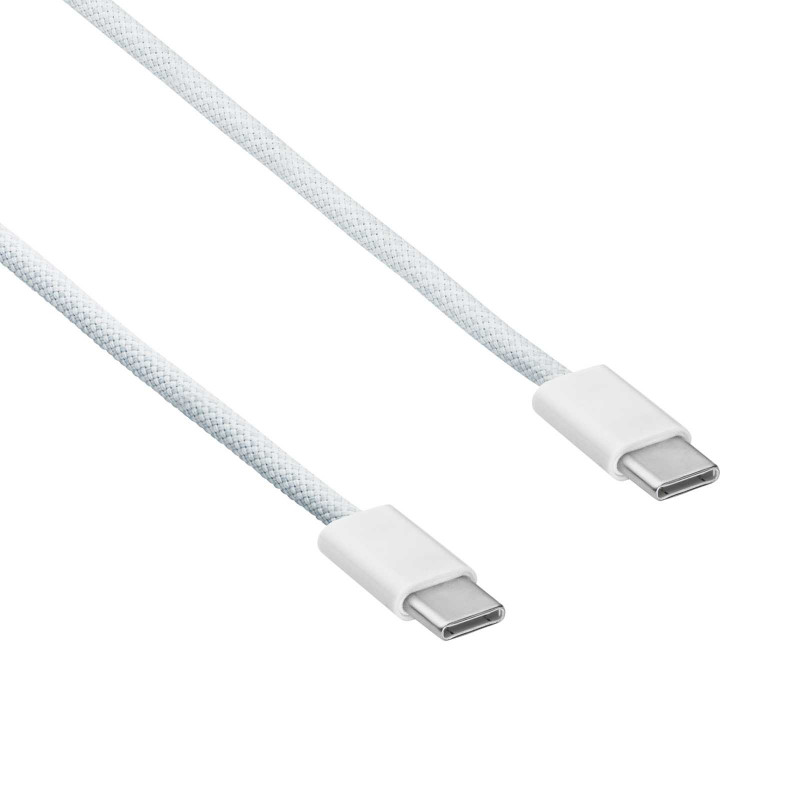 Akyga AK-USB-51 pletený kábel USB-C na USB-C pre iPhone 15, USB 2.0, 60 W, 1 m, biely