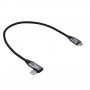 Akyga AK-USB-53 pletený kábel USB-C na USB-C s uhlovým konektorom, USB 2.0, 60 W, 0,3 m, čierny