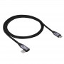 Akyga AK-USB-54 pletený kábel USB-C na USB-C s uhlovým konektorom, USB 2.0, 60 W, 1 m, čierny