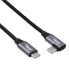 Akyga AK-USB-54 pletený kábel USB-C na USB-C s uhlovým konektorom, USB 2.0, 60 W, 1 m, čierny