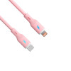 Akyga AK-USB-71 silikónový kábel USB-C na Lightning, USB 2.0, 30 W, 1 m, ružový